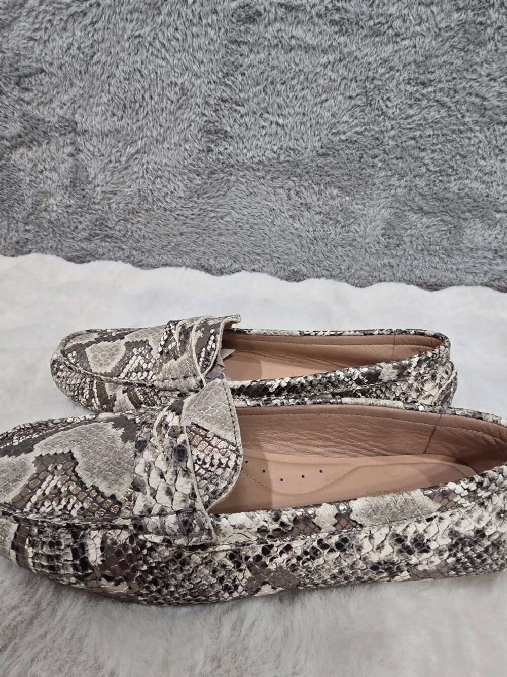 Flag Ltd. Nappa Glove Metallic Snake Print Leather Penny Loafer Women's Size 10